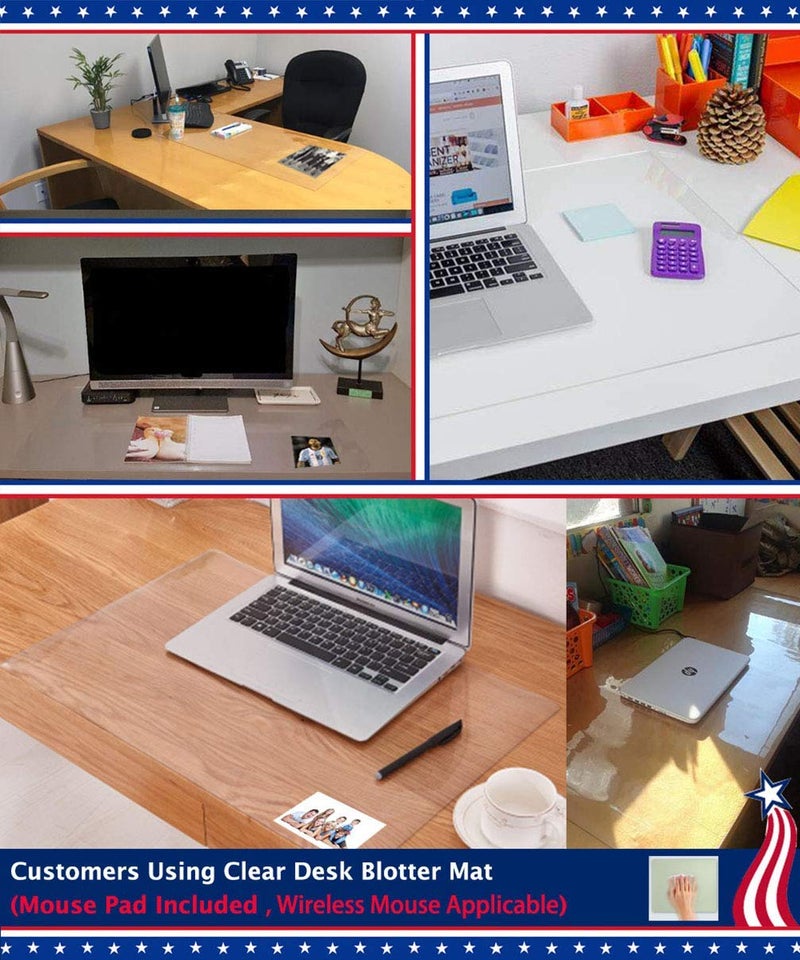 Easy Easy Life Clear Desk Pad Blotter Office Table Protector on Top of Desks for Laptop Computer Keyboard Desktop Plastic PVC Transparent Desk Writing Mat Organizer with Mouse Pad Non-Slip Waterproof 17 X 36 Inches - Image 3